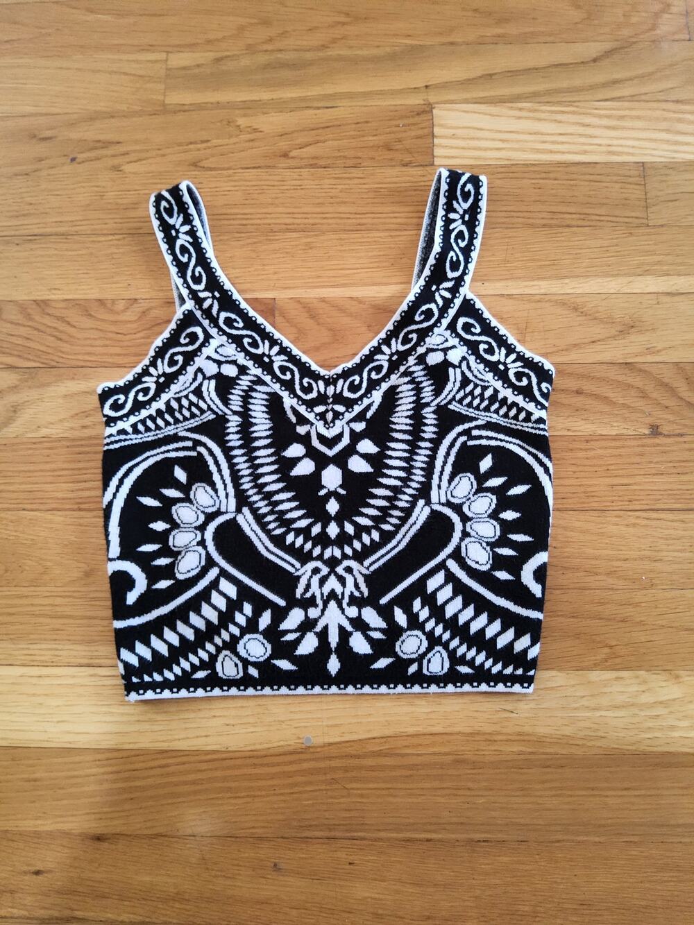 Express XS Blk/Wh Knit Crop Tank